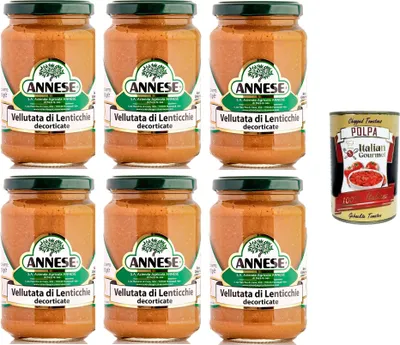 Produktbild von Annese Vellutata di Lenticchie Dekorierte Linsencremesuppe 6x360gr + Italian Gourmet polpa 400g