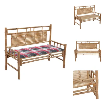 Zdjęcie produktu dla vidaXL Ławka ogrodowa z poduszką 120 cm bambus - Ławki ogrodowe