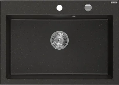 Produktbild von Mexen Elix Granitspüle 1-beckig 700 x 500 mm, schwarz/gold metallic, Siphon chrom - 6526701005-75