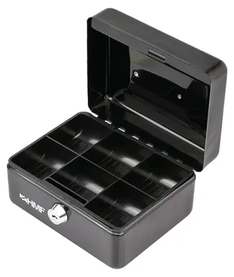 Geldkassette mit Münzeinsatz von HMF mit 15 cm Breite in Schwarz