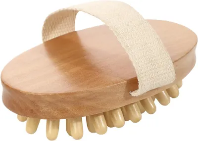 Productafbeelding van Lichaamsmassageborstel van hout, handmassageapparaat en ontspanningskam voor spierontspanning, ondersteuning van de bloedsomloop en stressverlichting