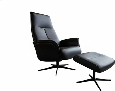 Produktbild von KAWOLA Relaxsessel JOSIANE Drehsessel Leder schwarz mit Hocker
