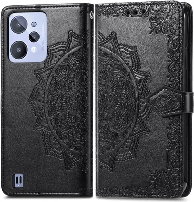 Produktbild von Mobigear Mandala Realme C31 Hülle Klapphülle Geldbörse - Schwarz