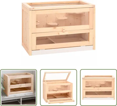 Immagine prodotto di The Living Store Gabbia per criceti 60x35,5x42 cm in legno massiccio d'abete