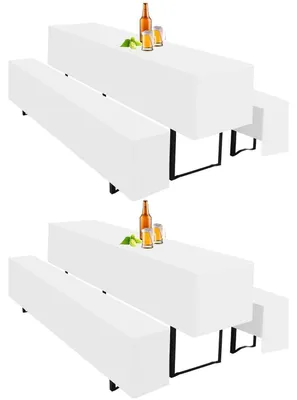 Produktbild von Bierzeltgarnitur Hussen Set 3tlg. für Biertisch 220x50cm und Bierbank Weiß Polyester
