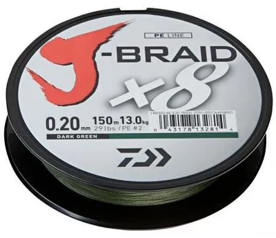 Obrázok produktu pre Angelská šnúra J-Braid (tmavozelená), priemer: 0,18 mm, hmotnosť cievky: 12,0 kg, dĺžka: 300 metrov