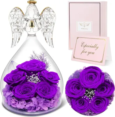 Produktbild von Sunia Ewige Rose Engel Geschenke für Frauen 5 Ewige Rose im Engel Figur Violett