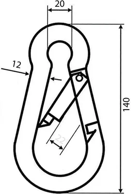 Produktbild von Feuerwehrkarabinerhaken Karabinerhaken 4,5,6,7,8,9,10,11,12 mm Karabiner Haken - Größe: 12 - Menge: 4