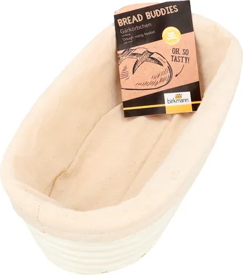 Produktbild von Birkmann Bread Buddies košík na kysnutie podlhovastý, košík na kysnutie, trstina / bavlna, 30 x 14 cm, 331334