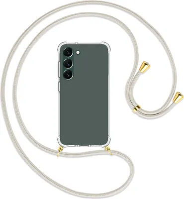 Produktbild von Handykette Backcover-Schutzhülle mit Band (Metall goldfarben) für Samsung Galaxy S23 Plus - broken white