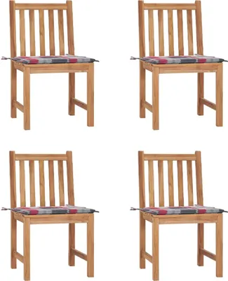 Produktbild von Gartenstühle 4 Stk. mit Kissen Massivholz Teak