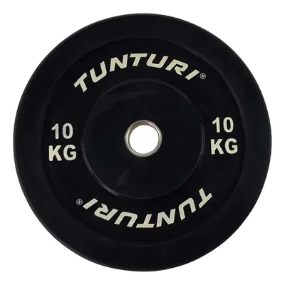 Zdjęcie produktu dla Gumowe obciążniki Tunturi, czarne obciążniki do sztangi 50 mm, 10 kg