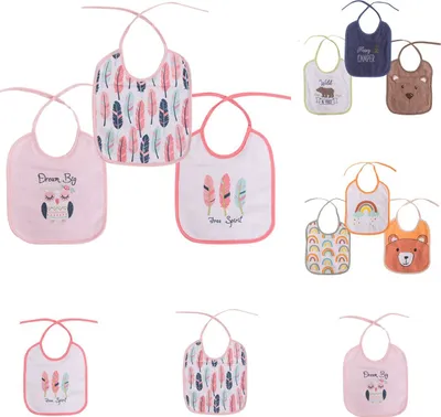 Immagine prodotto di Baby Care set bavaglino 3 pezzi, lavabile, da annodare, monostrato, dalla nascita rosa