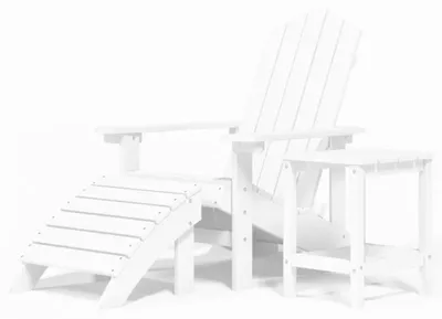 Immagine prodotto di vidaXL Sedia da giardino Adirondack con sgabello e tavolo HDPE bianco