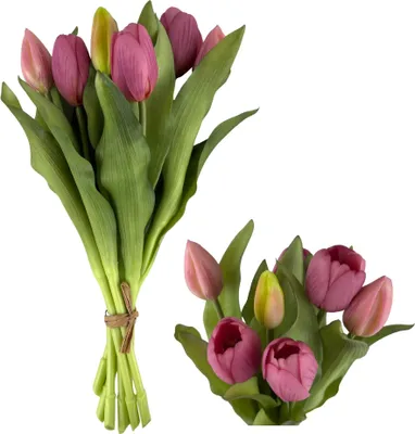 Produktbild von G.blümt Tulpen künstlich Real Touch 7er Bund – Kunstblumen Strauß wie echt