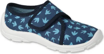 Produktbild von Hausschuhe Befado 974X476 974Y476 FLEXI blau mit Dinospuren, Lederinnensohle