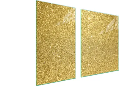 Imagen del producto de Plato de vidrio y tabla de cortar, 100x52 cm, color dorado