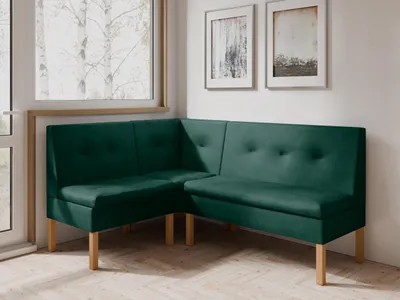 Produktbild von JKG Meble Eckbank fur Essizmmer - Eckbank Küche mit Aufbewahrungsbehälter - Sitzecke Küche - Velours - Essecke - Küchensofa - Grün - 130x170 cm