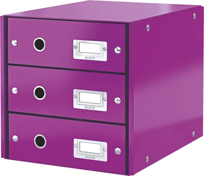 Produktbild von Schubladenbox 3 Fächer Karton violett Packung mit 3 Stück