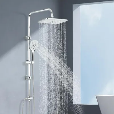 Produktbild von Duschsystem ohne Armatur Chrom Regendusche Handbrause Edelstahl 2 Funktionen