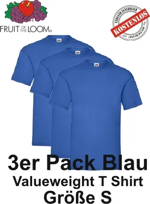 Produktbild von 3er/5er/10er Pack Valueweight T Shirt Fruit of the Loom S M L XL 2XL 3XL Royal Blue S 3er