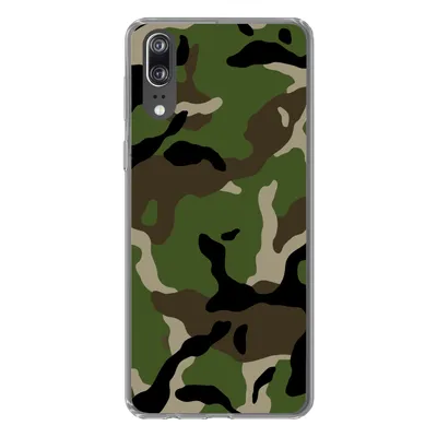 Produktbild von MuchoWow® Handyhülle Schutzhülle Hülle für Huawei P20 Militärisches Tarnungsmuster Silikon Softcase Handy Hülle - Hardcover