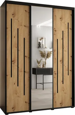 Produktbild von MEBLE KRYSPOL Davos 9 Schrank, drei Türen - 235,2x180x45 cm - Schwarz Artisan Schwarz