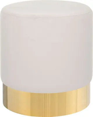Produktbild von BELIANI Pouf Rosa Samtstoff rund 39 cm Sockel Fuß Gold Metall Barock Deko Ottomane Sitzpouf für Schminktisch, Wohn-, Schlaf- und Ankleidezimmer