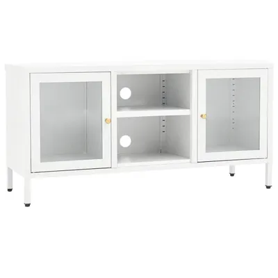 Produktbild von TV-Schrank Weiß 105x35x52 cm Stahl und Glas
