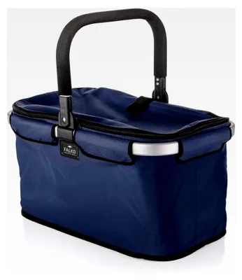 Produktbild von Einkaufskorb Falko Premium Blau | Faltbare Einkaufstasche 22l mit Deckel | Tragekorb mit Aluminiumgriff für unterwegs