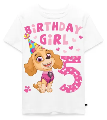 Produktbild von Spreadshirt Paw Patrol Skye 5. Geburtstag Kinder Premium T-Shirt, 122/128 (6 Jahre), Weiß