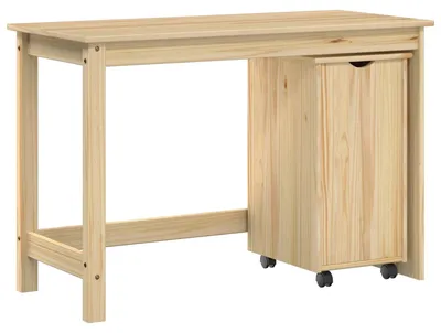 Immagine prodotto di vidaXL Set di scrivanie e armadietti, 2 pezzi, colore marrone, legno di pino massello