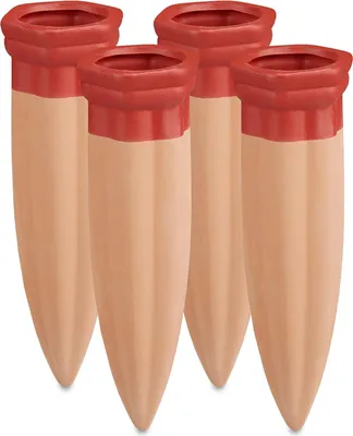 Produktbild von Relaxdays Tonspitzen Bewässerung, 4er Set, Keramik, Gießhilfe für 1,5l Flaschen, Tonkegel Balkon, Garten, terracotta/rot