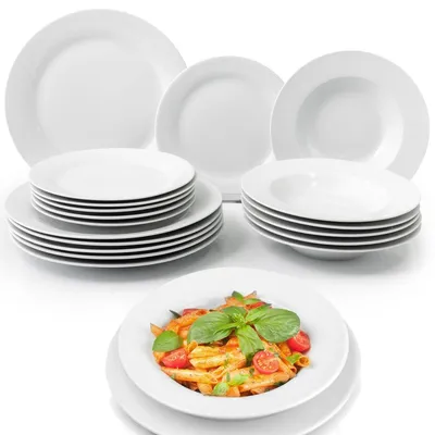 18-tlg. Porzellan-Tafelservice für 6 Personen, weiß, modern