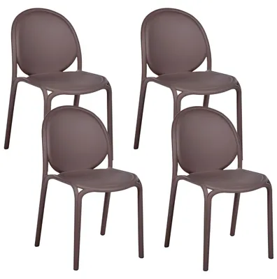 Produktbild von BELIANI Gartenstuhl 4er Set Braun Kunststoff mit Rückenlehne ohne Armlehnen Modern Outdoor Balkon Terrasse Garten Kunststoffstuhl Plastikstuhl