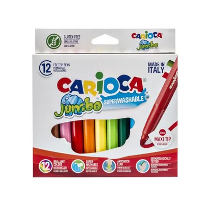 Obrázok produktu pre Carioca Jumbo, Extra tučné, Viacfarebný, Guličkové zakončenie, 6 mm, osemuholníkový, Taliansko