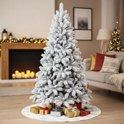 Produktbild von Künstlicher Weihnachtsbaum mit Schnee Tannenbaum 150 cm 406 Zweige mit Metall Ständer und Aufbewahrungstasche