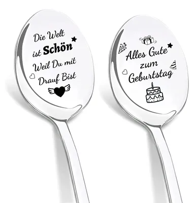2 Kaffeelöffel mit Gravur, Edelstahl, Geburtstagsgeschenk