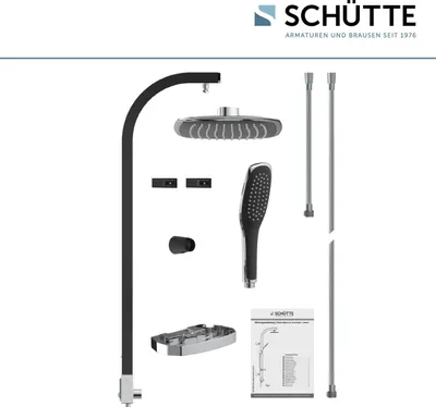 Produktbild von SCHÜTTE Duschpaneel MADAGASKAR, Duschsystem mit Regendusche ohne Armatur, Duschbrause, Duschset Schwarz