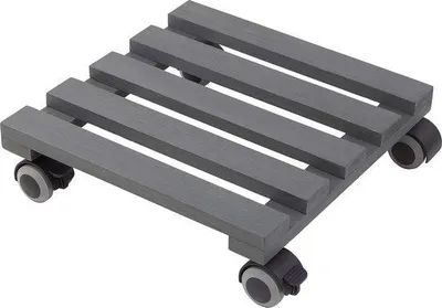 Produktbild von Indoor Blumen-Roller mit 300 x 300 mm - 60 kg Tragfähigkeit - TPE-Rädern mit 2 Schlossen - Grau - Eichen-Platte - 825260 Grau (Glatt)
