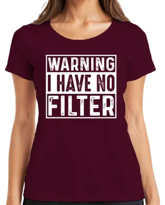 Produktbild von Warnung Ich habe wirklich keinen Filter Frech Sarkastisch Vintage Damen T-Shirt, Burgundy, XL