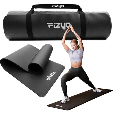 Zdjęcie produktu dla FIZYO Mata do Ćwiczeń Jogi i Pilatesu Fityo Plus Antypoślizgowa Gimnastyczna Karimata NBR Fitness 190x60x1 cm – Gruba 10mm - Czarna
