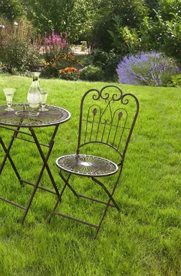Produktbild von Metall Klappstuhl "Provence" im Antik Design, Gartenstuhl, Balkonstuhl