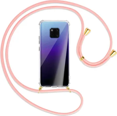 Produktbild von Handykette Backcover-Schutzhülle mit Band (Metall goldfarben) für Huawei Mate 20 Pro - rosa