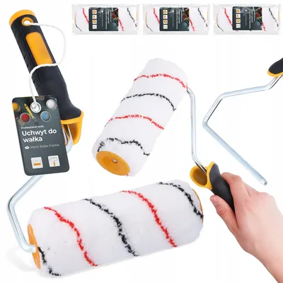 Produktbild von TRCR Farbroller-Set Mikrofaser 18 cm mit Griff für Malerarbeiten