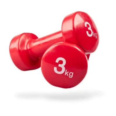 Produktbild von Matchu Sports Vinyl Kurzhantelset 2er Set - 2 x 3 kg - Fitnesshanteln - Hanteln - Kurzhanteln - Gymnastikhanteln - Aerobic Hanteln