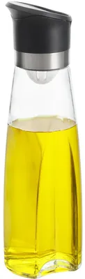 Image de Bouteille en verre pour huile, 500 ml, avec bouchon doseur en PP, dimensions : 6 x 7 x 25 cm, transparente et noire, dimensions : 6x7x25 cm