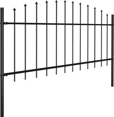Obrázek produktu pro vidaXL Zahradní plot s ostruhami Ocel (0,5 - 0,75) x 1,7 m černý