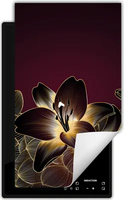 Produktbild von DarHaus Herdabdeckplatte 1 teilig 30x52 cm Anti Rutsch Matte Aufrollbar, Orchidee - Blumen
