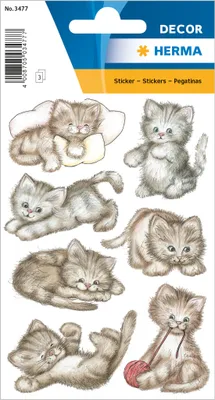 Immagine prodotto di HERMA etichette decorative DECOR Gattini simpatici 3 fogli 8,4 x 12 cm carta